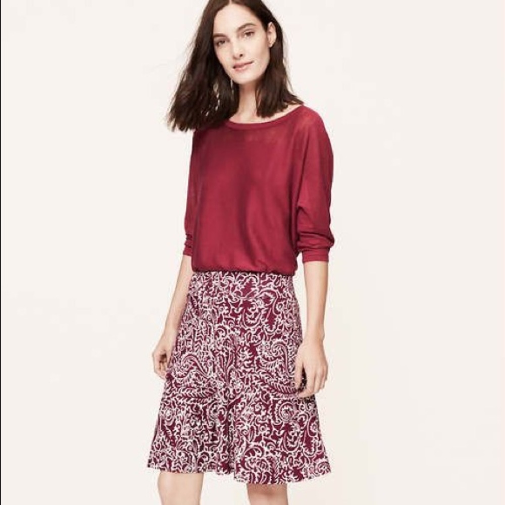 LOFT Petite Vine Circle Skirt M